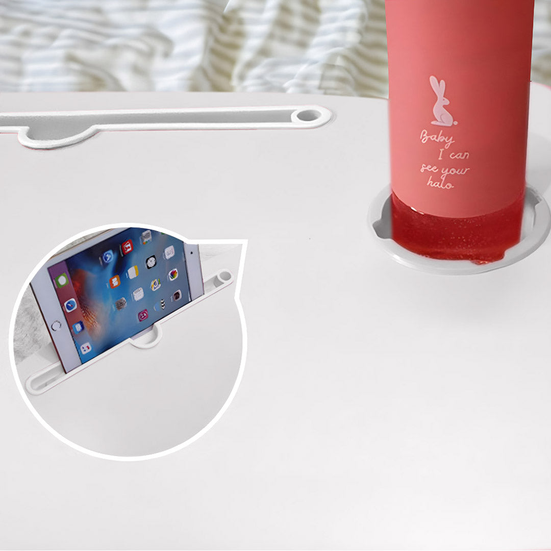 SOGA 2X White Portable Bed Table Adjustable Folding Mini Desk With Mini Drawer and Cup-Holder Home Decor - Cafe Supply