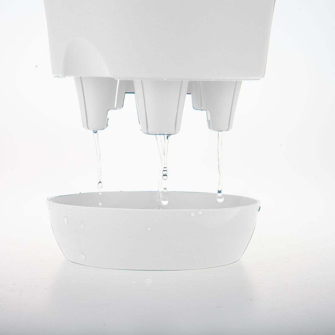 SOGA 19.5 cm White Plastic Plant Pot Self Watering Planter Flower Bonsai Indoor Outdoor Garden Decor Set of 2 - Cafe Supply