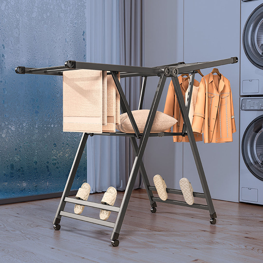 SOGA 1.4m Portable Wing Shape Clothes Drying Rack Foldable Space-Saving Laundry Holder - Cafe Supply