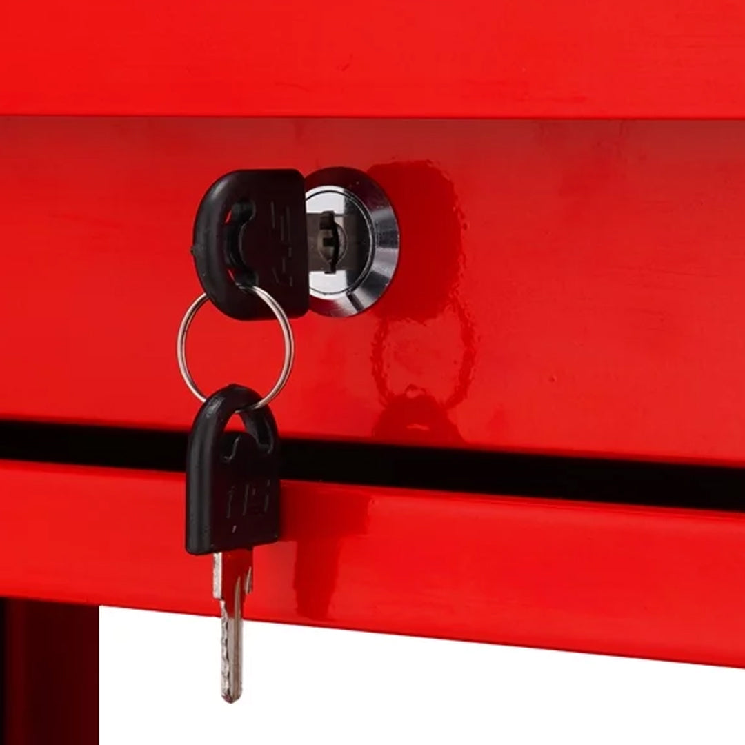 SOGA 3 Tier Tool Storage Cart Portable Service Utility Heavy Duty Mobile Trolley with Drawer and Hooks Red - Cafe Supply