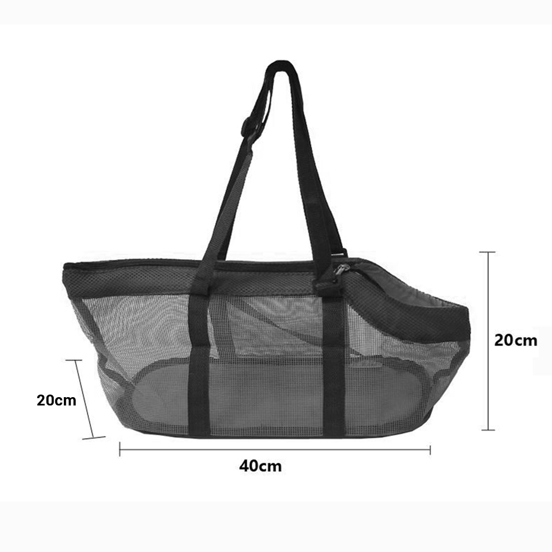 SOGA 2X Black Pet Carrier Bag Breathable Net Mesh Tote Pouch Dog Cat Travel Essentials - Cafe Supply