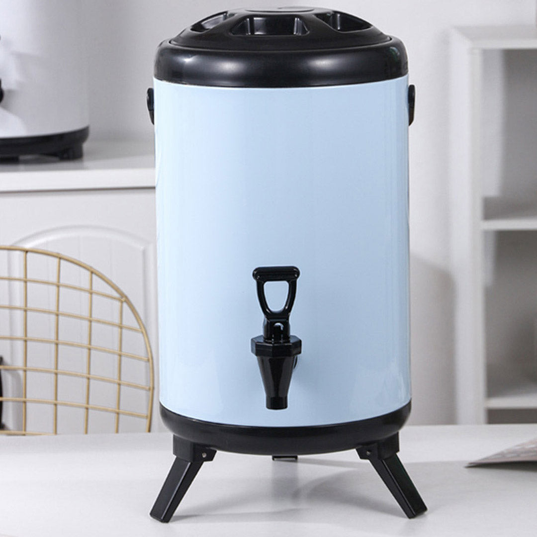 SOGA 2X 8L Stainless Steel Insulated Milk Tea Barrel Hot and Cold Beverage Dispenser Container with Faucet White - Cafe Supply