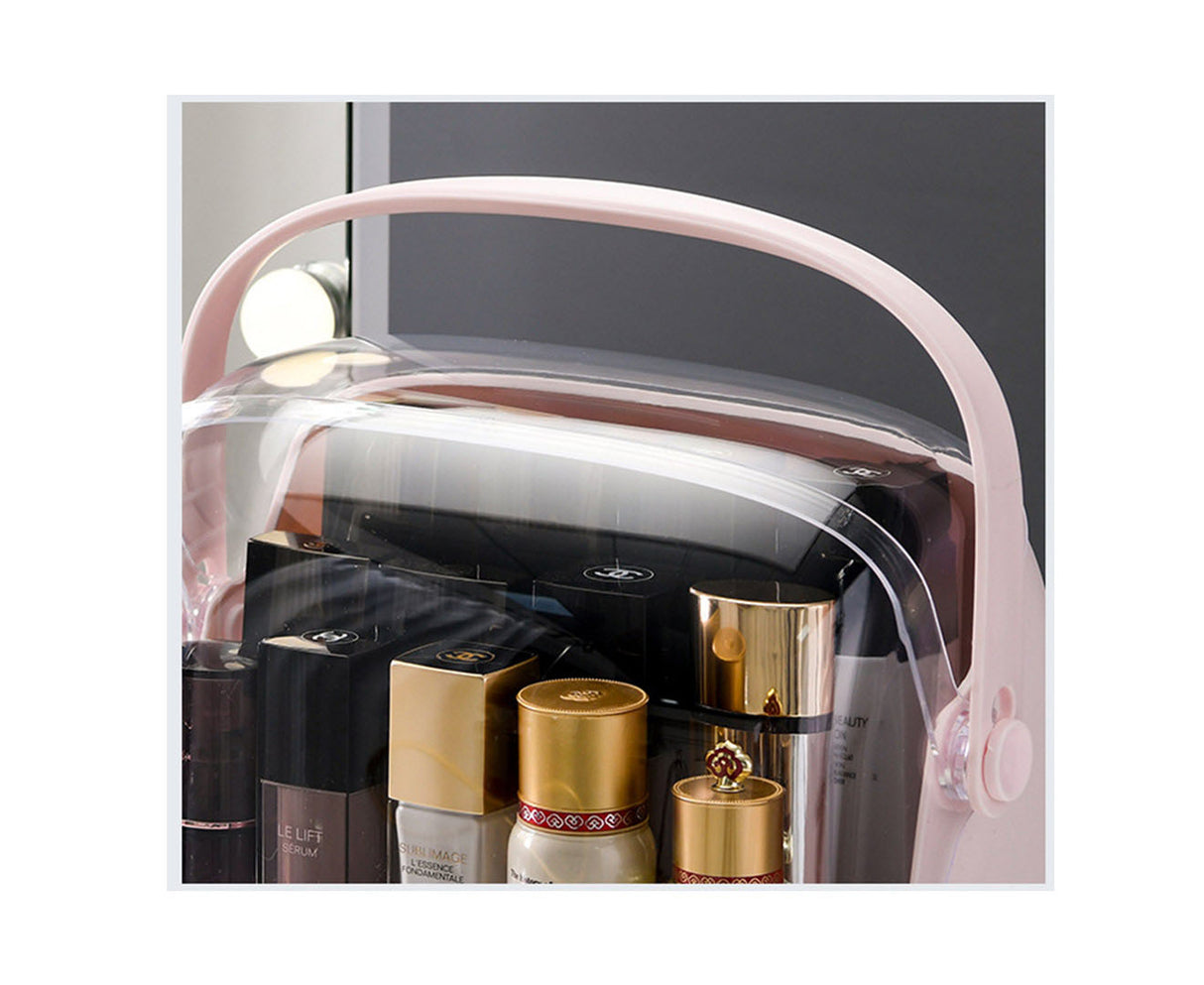 SOGA 2X 3 Tier Pink Countertop Makeup Cosmetic Storage Organiser Skincare Holder Jewelry Storage Box with Handle - Cafe Supply