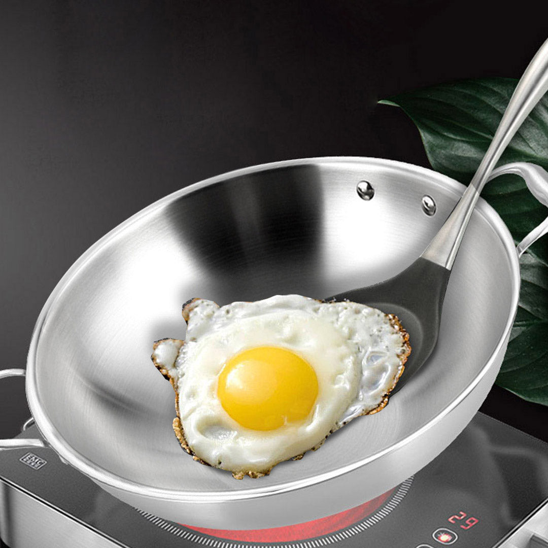 SOGA 3-Ply 42cm Stainless Steel Double Handle Wok Frying Fry Pan Skillet with Lid - Cafe Supply