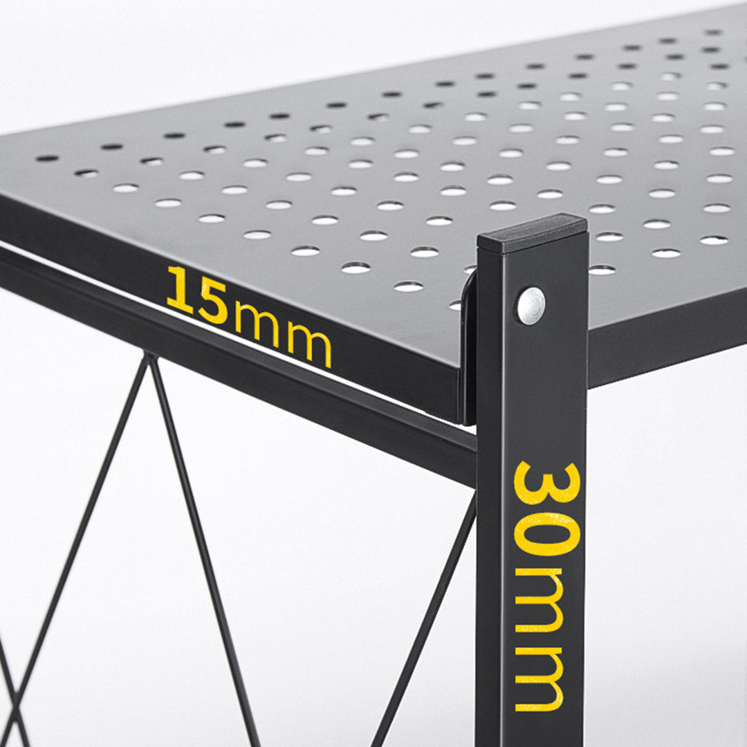 SOGA 4 Tier Steel Black Foldable Kitchen Cart Multi-Functional Shelves Portable Storage Organizer with Wheels - Cafe Supply