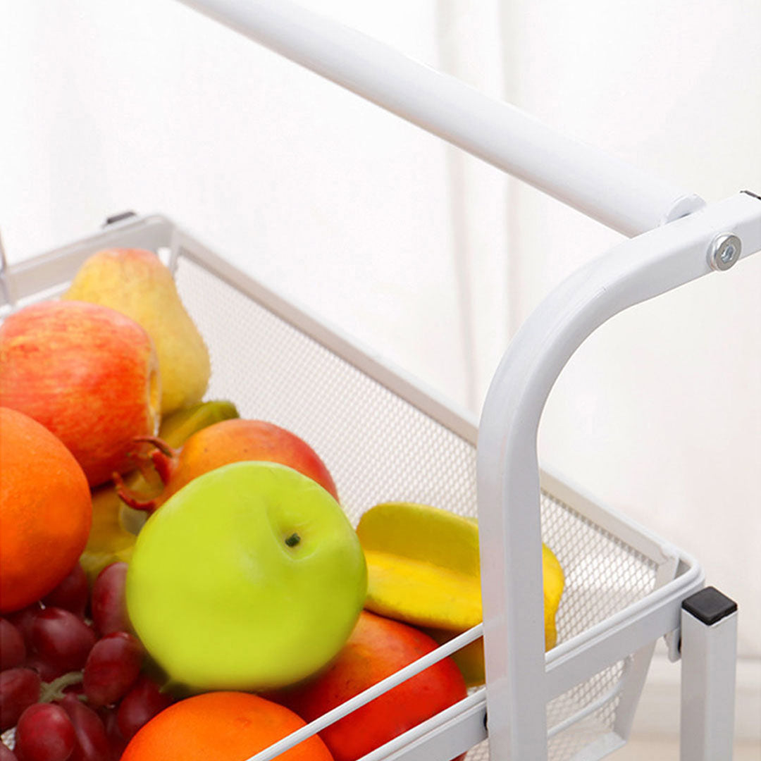 SOGA 2X 3 Tier Steel White Adjustable Kitchen Cart Multi-Functional Shelves Portable Storage Organizer with Wheels - Cafe Supply