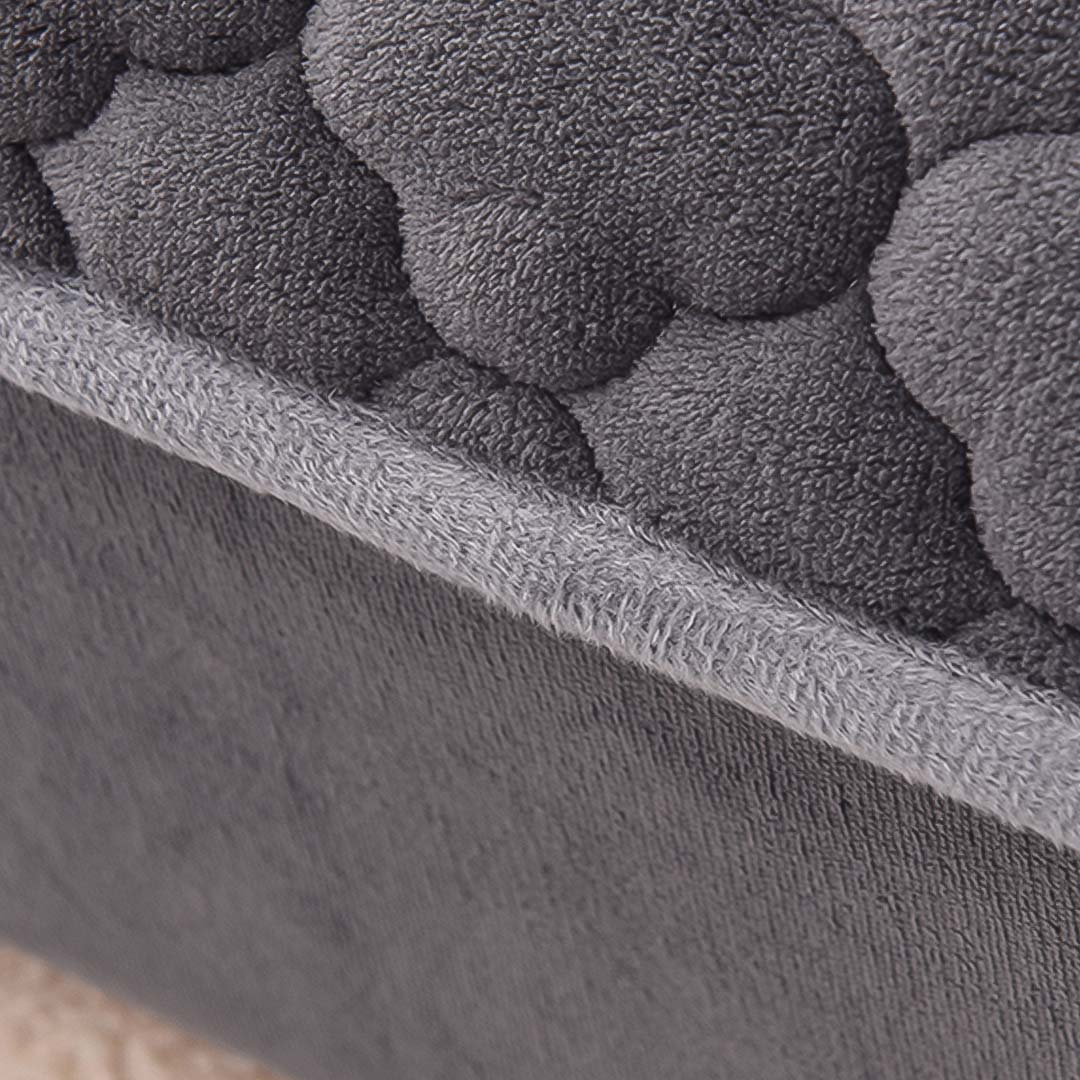 SOGA 2X Grey 183cm Wide Mattress Cover Thick Quilted Fleece Stretchable Clover Design Bed Spread Sheet Protector with Pillow Covers - Cafe Supply