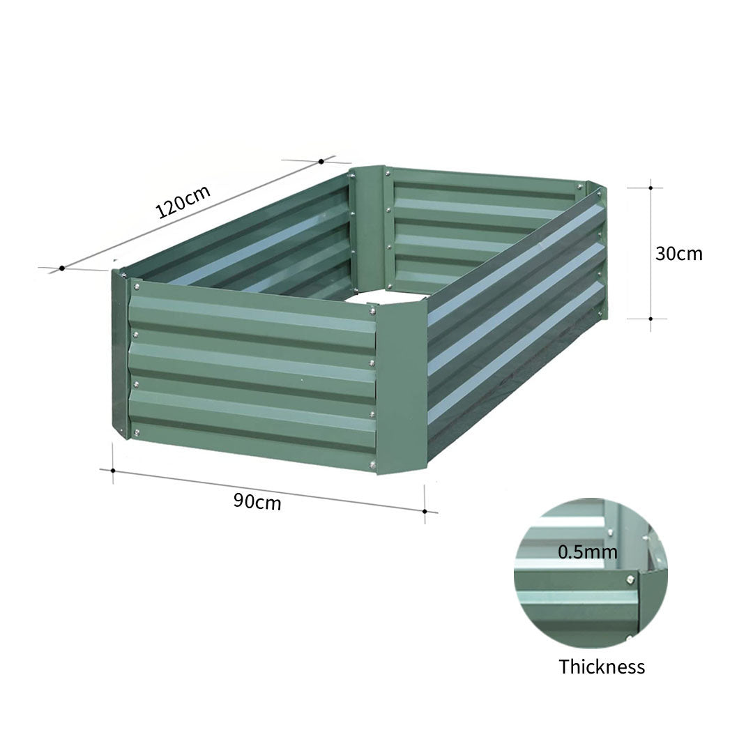 SOGA 120X90cm Rectangle Galvanised Raised Garden Bed Vegetable Herb Flower Outdoor Planter Box - Cafe Supply