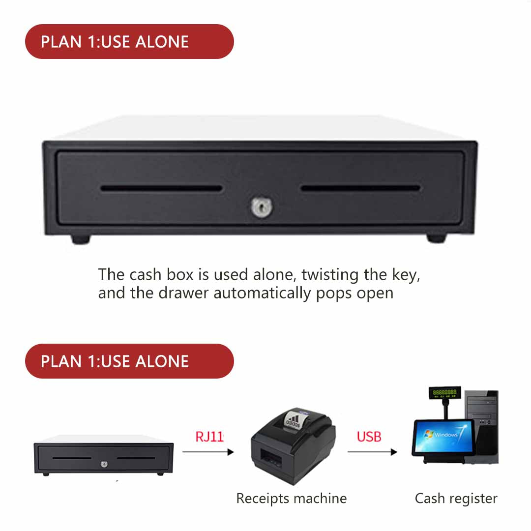 SOGA Black Heavy Duty Cash Drawer Electronic 4 Bills 8 Coins Cheque Slot Tray Pos 410 - Cafe Supply