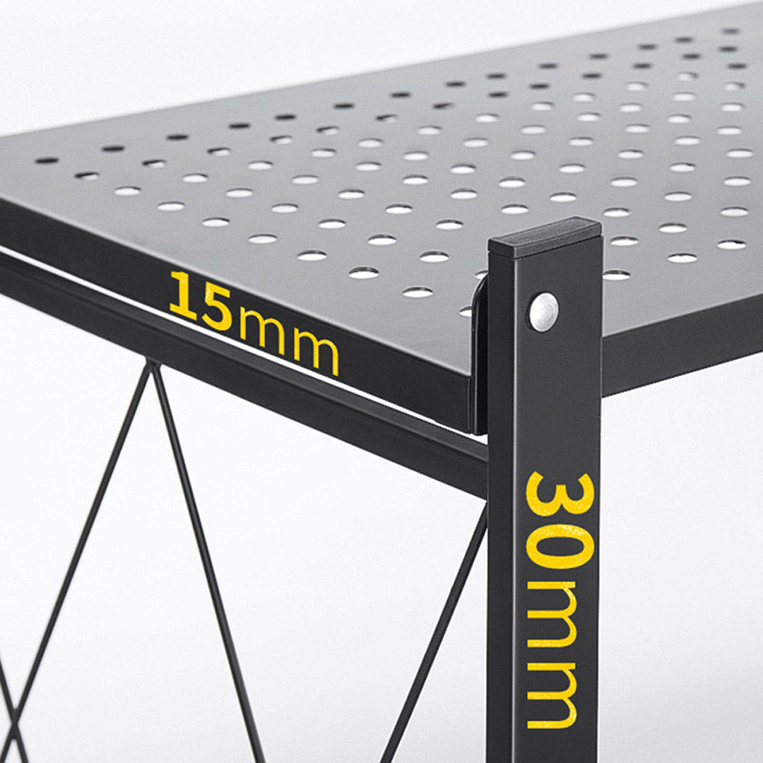 SOGA 2X 4 Tier Steel Black Foldable Kitchen Cart Multi-Functional Shelves Portable Storage Organizer with Wheels - Cafe Supply