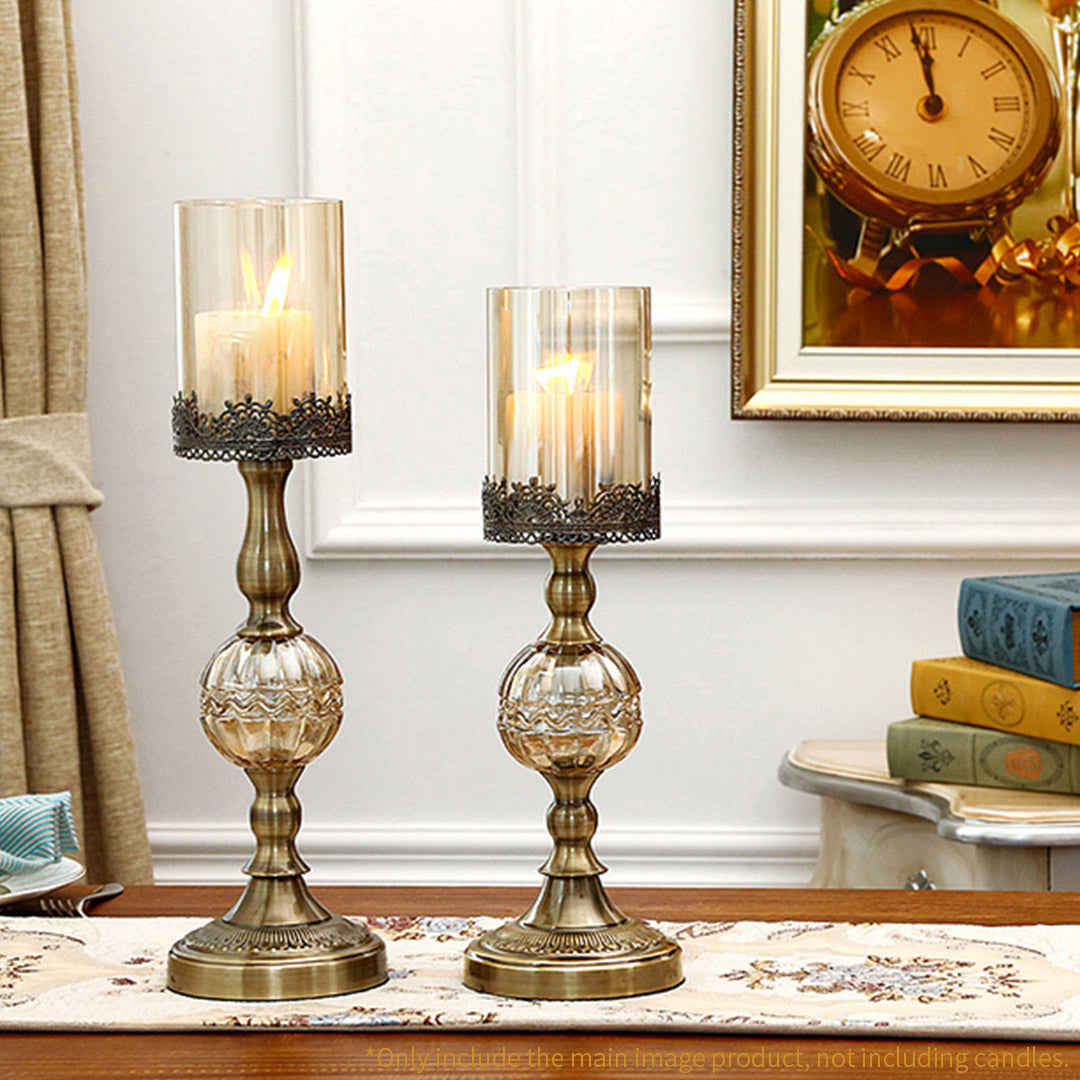 SOGA 42cm Glass Candle Holder Candle Stand Glass/Metal - Cafe Supply