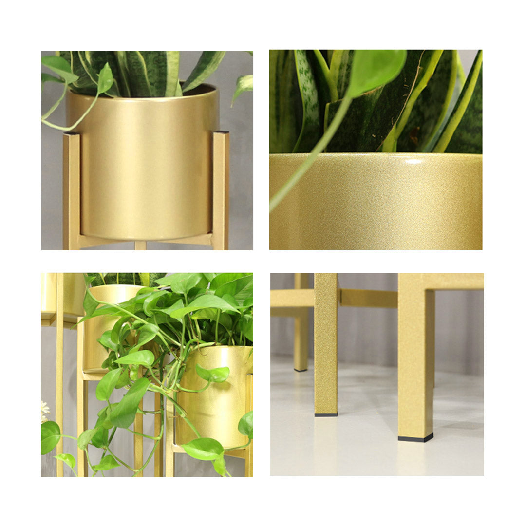 SOGA 2X 75cm Gold Metal Plant Stand with Flower Pot Holder Corner Shelving Rack Indoor Display - Cafe Supply