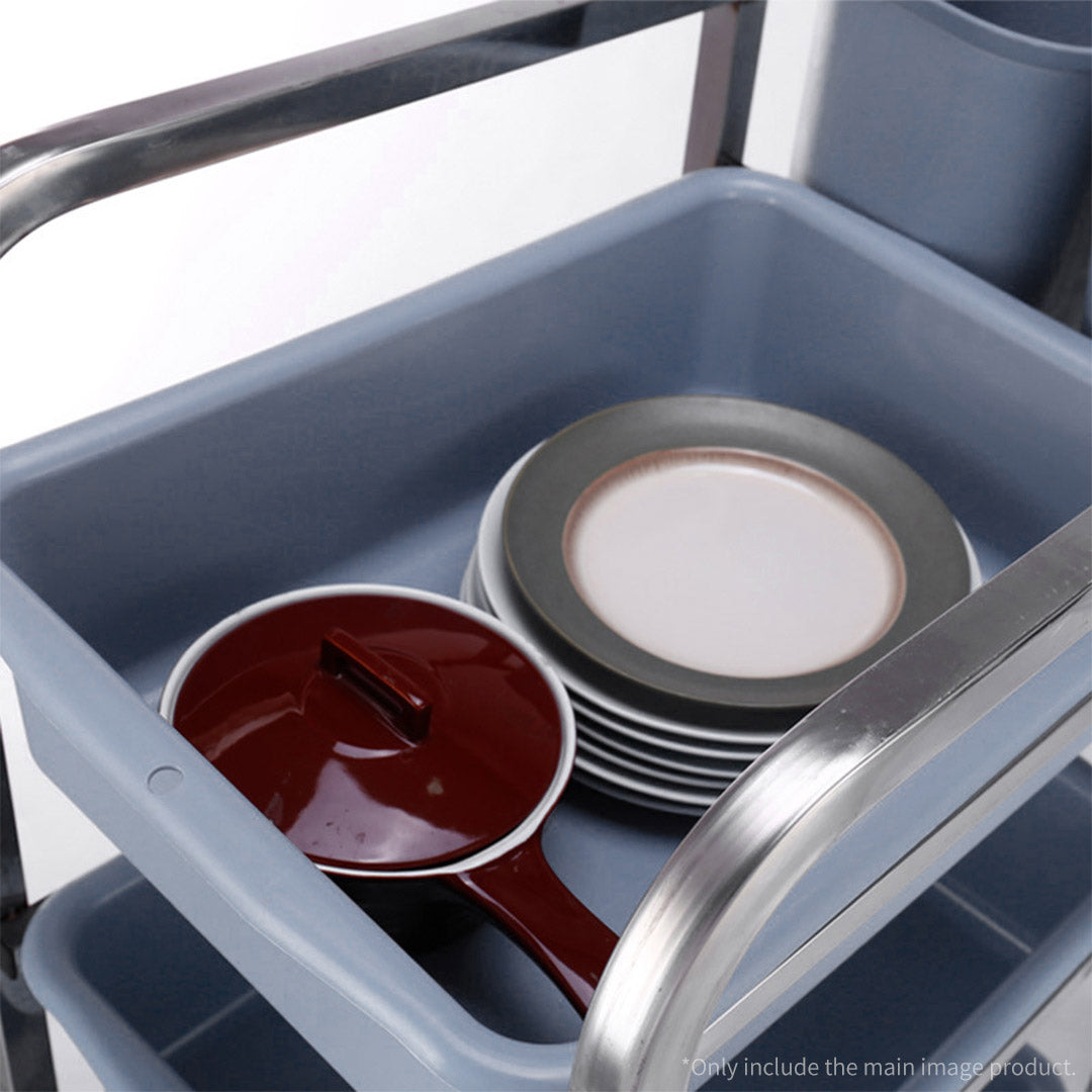 SOGA 2X 3 Tier Food Trolley Food Waste Cart Five Buckets Kitchen Food Utility 82x43x92cm Square - Cafe Supply