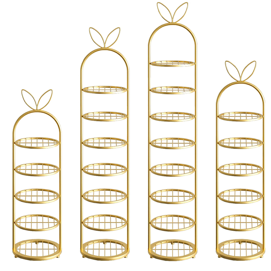 SOGA 2X 7 Tier Bunny Ears Shape Gold Plated Metal Shoe Organizer Space Saving Portable Footwear Storage Shelf - Cafe Supply