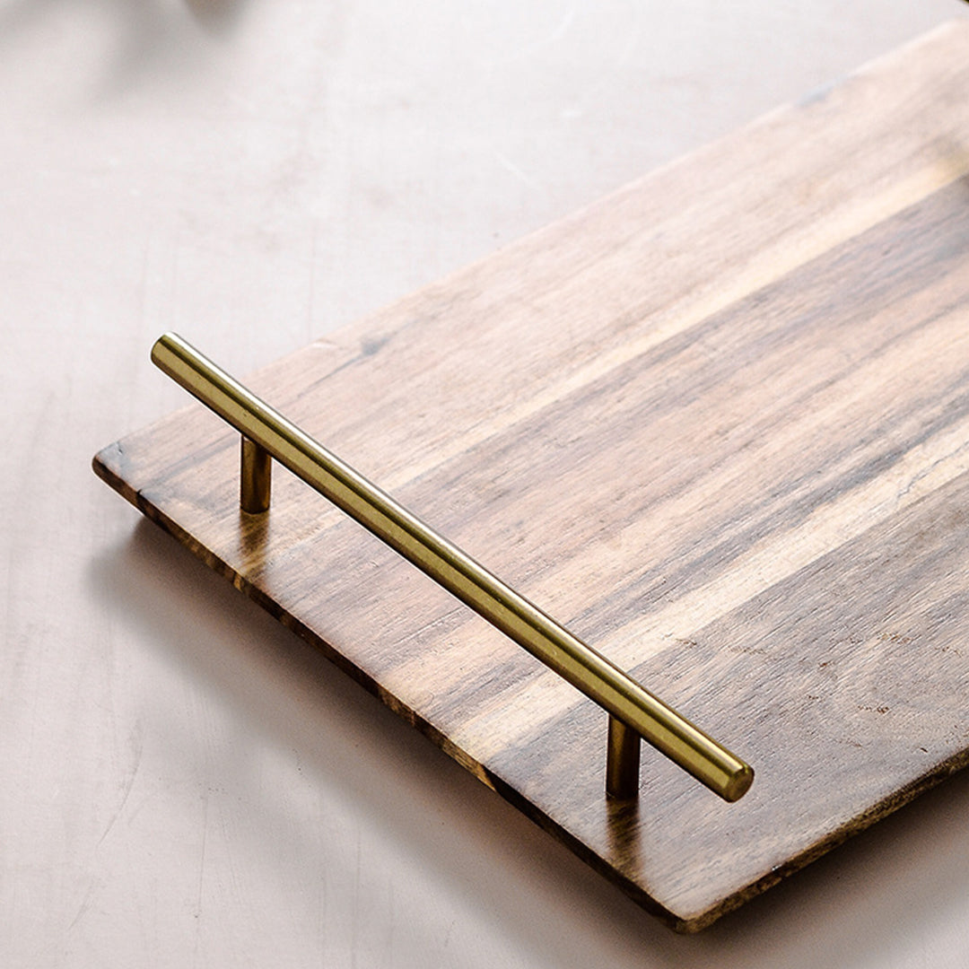 SOGA 39cm Brown Rectangle Wooden Acacia Food Serving Tray Charcuterie Board Home Decor - Cafe Supply