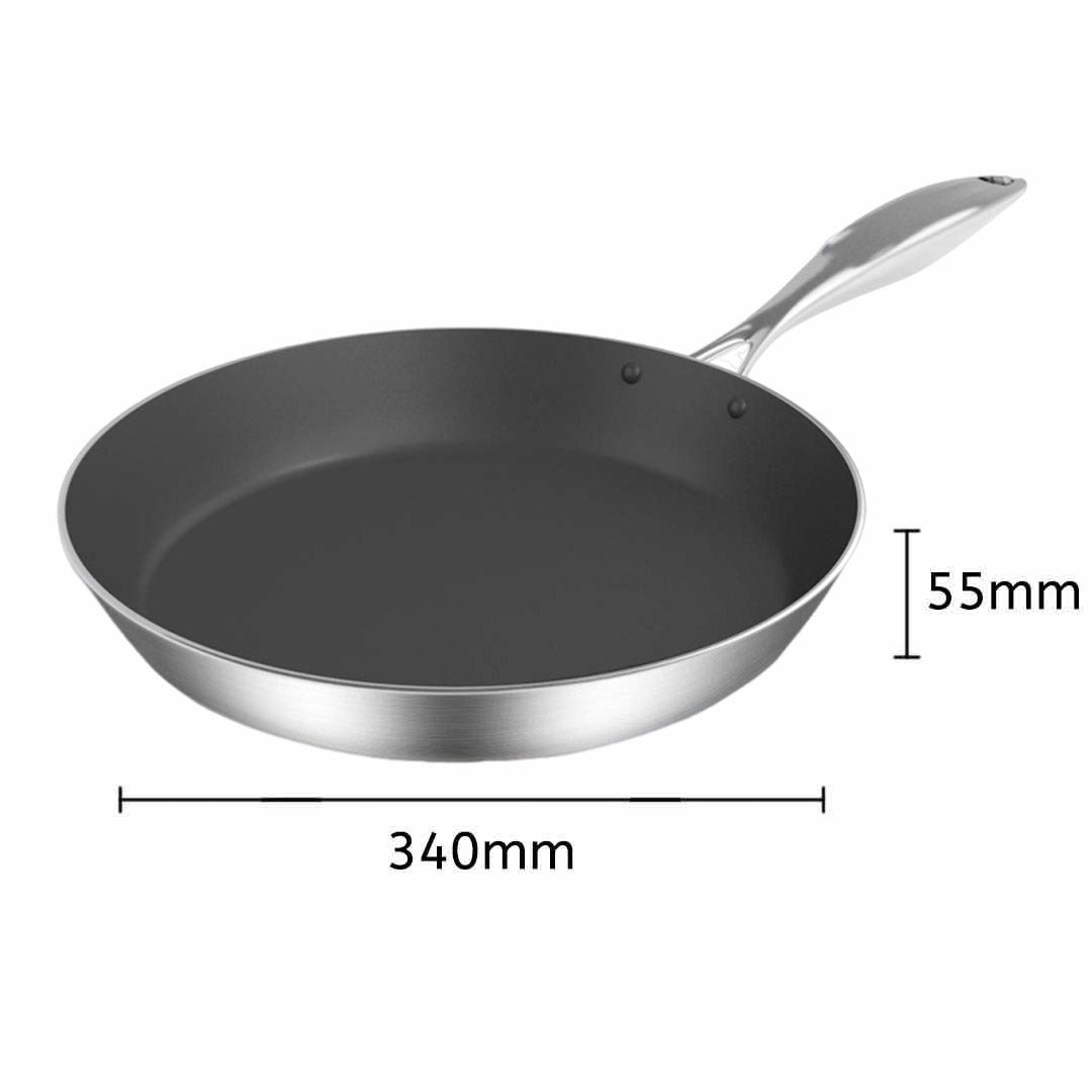 SOGA Stainless Steel Fry Pan 36cm Frying Pan Induction FryPan Non Stick Interior - Cafe Supply