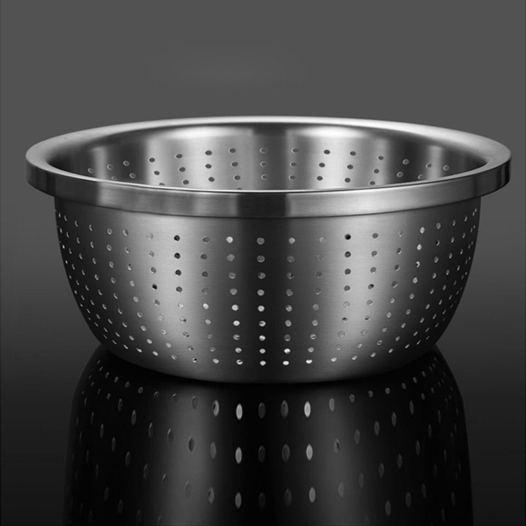 SOGA 2X Stainless Steel Nesting Basin Colander Perforated Kitchen Sink Washing Bowl Metal Basket Strainer Set of 3 - Cafe Supply