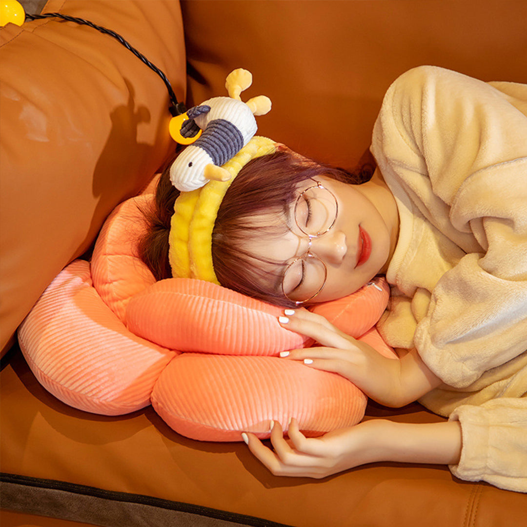 SOGA Yellow Double Flower Shape Cushion Soft Bedside Floor Plush Pillow Home Decor - Cafe Supply