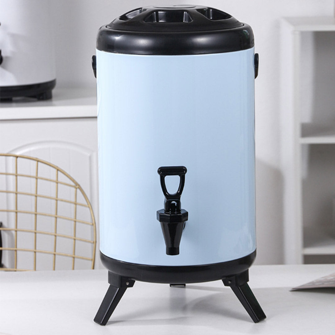 SOGA 16L Stainless Steel Insulated Milk Tea Barrel Hot and Cold Beverage Dispenser Container with Faucet White - Cafe Supply