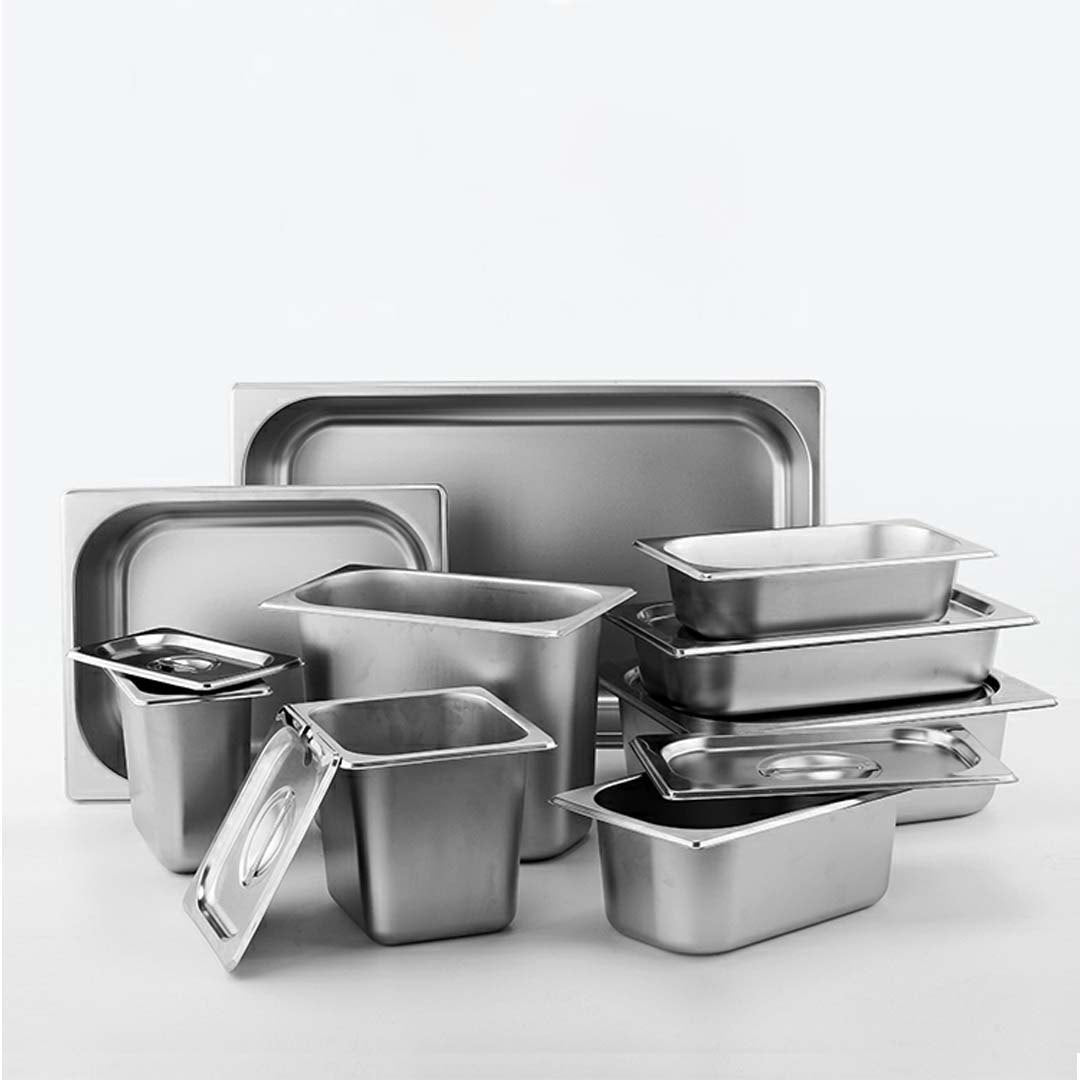 SOGA 12X Gastronorm GN Pan Full Size 1/1 GN Pan 20cm Deep Stainless Steel Tray With Lid - Cafe Supply