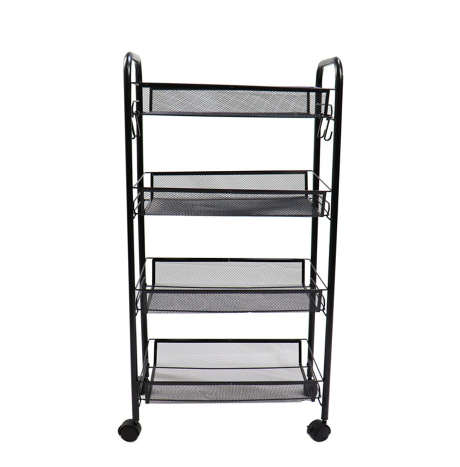 SOGA 2X 4 Tier Steel Black Bee Mesh Kitchen Cart Multi-Functional Shelves Portable Storage Organizer with Wheels - Cafe Supply