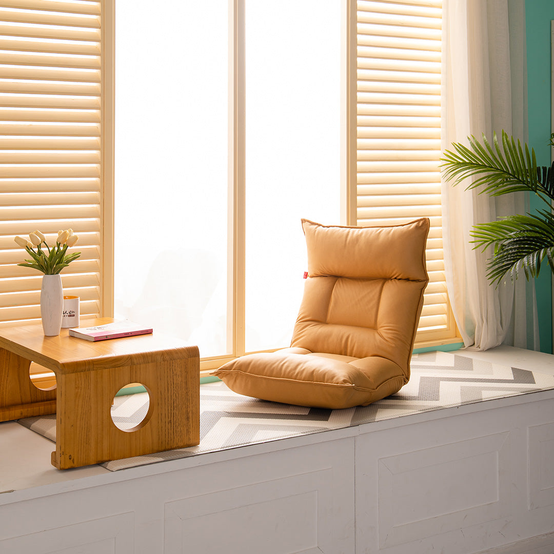 SOGA 4X Yellow Lounge Recliner Lazy Sofa Bed Tatami Cushion Collapsible Backrest Seat Home Office Decor - Cafe Supply