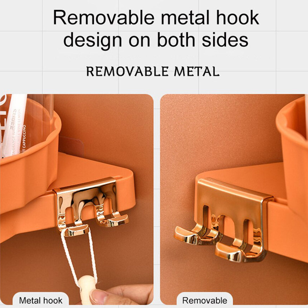 SOGA Orange 360 Degree Wall-Mounted Rotating Bathroom Organiser Corner Vanity Rack Toilet Adhesive Storage Shelf - Cafe Supply