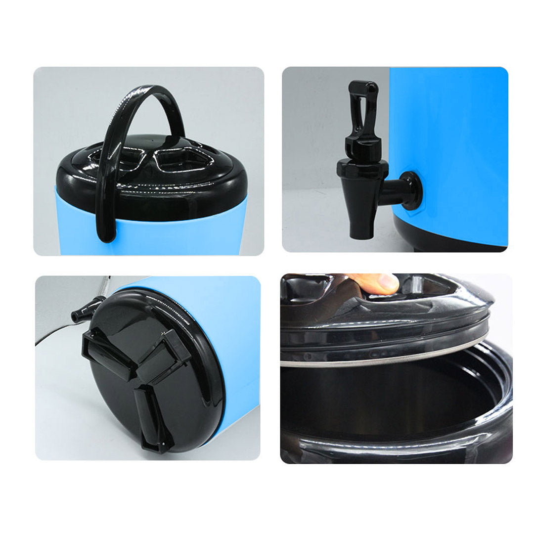 SOGA 10L Stainless Steel Insulated Milk Tea Barrel Hot and Cold Beverage Dispenser Container with Faucet Blue - Cafe Supply