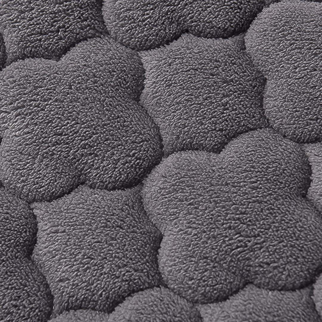 SOGA Grey 138cm Wide Mattress Cover Thick Quilted Fleece Stretchable Clover Design Bed Spread Sheet Protector with Pillow Covers - Cafe Supply