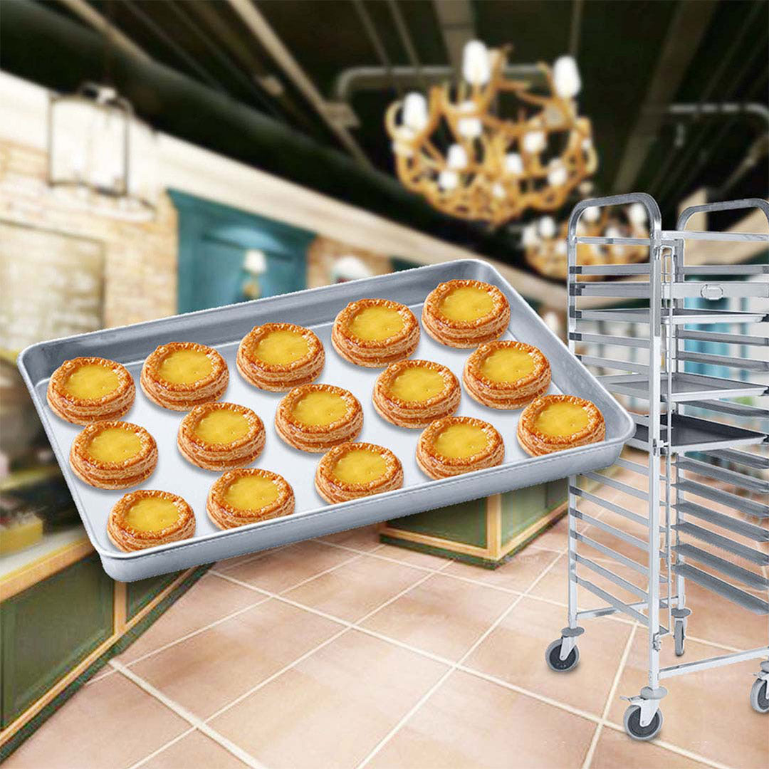 SOGA Gastronorm Trolley 16 Tier Stainless Steel with Aluminum Baking Pan Cooking Tray for Bakers - Cafe Supply