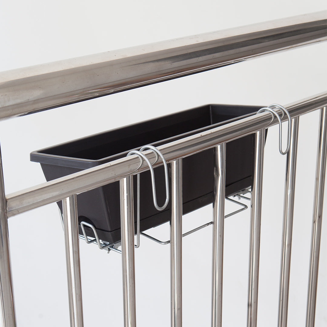 SOGA 49.5cm Black Rectangular Planter Vegetable Herb Flower Outdoor Plastic Box with Holder Balcony Garden Decor Set of 4 - Cafe Supply