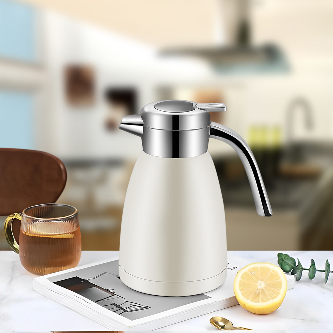 SOGA 1.2L Stainless Steel Kettle Insulated Vacuum Flask Water Coffee Jug Thermal White - Cafe Supply