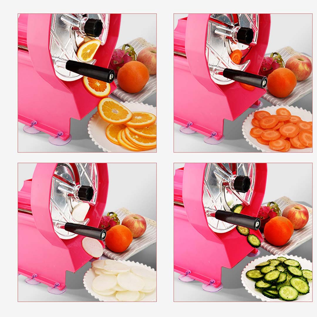 SOGA 2X Commercial Manual Vegetable Fruit Slicer Kitchen Cutter Machine Pink - Cafe Supply
