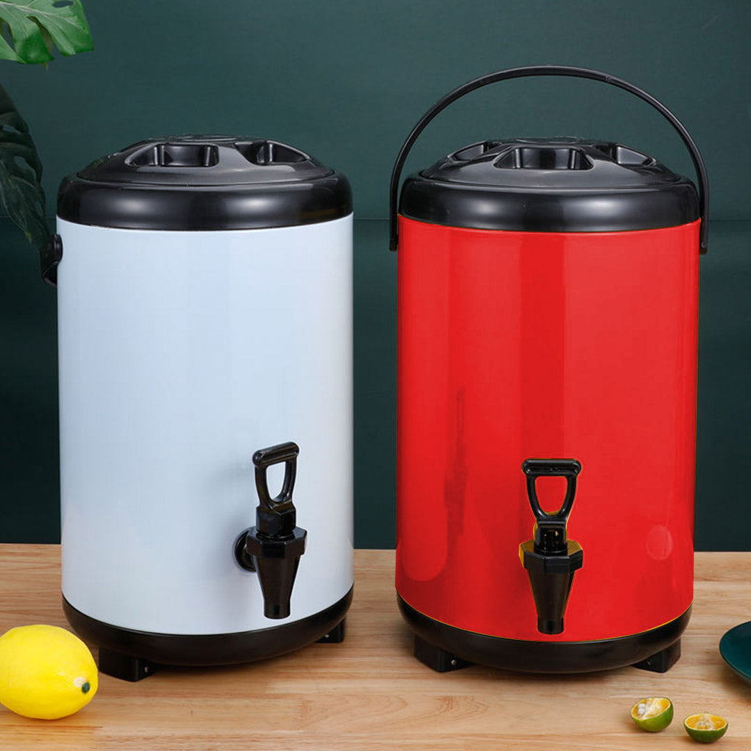 SOGA 8L Stainless Steel Insulated Milk Tea Barrel Hot and Cold Beverage Dispenser Container with Faucet Red - Cafe Supply