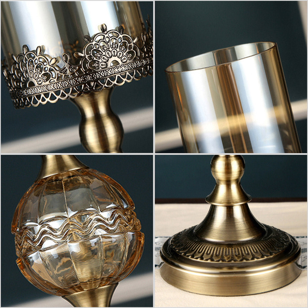 SOGA 42cm Glass Candle Holder Candle Stand Glass/Metal - Cafe Supply