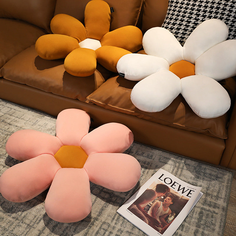 SOGA Coffee Daisy Flower Shape Cushion Soft Leaning Bedside Pad Floor Plush Pillow Home Decor - Cafe Supply