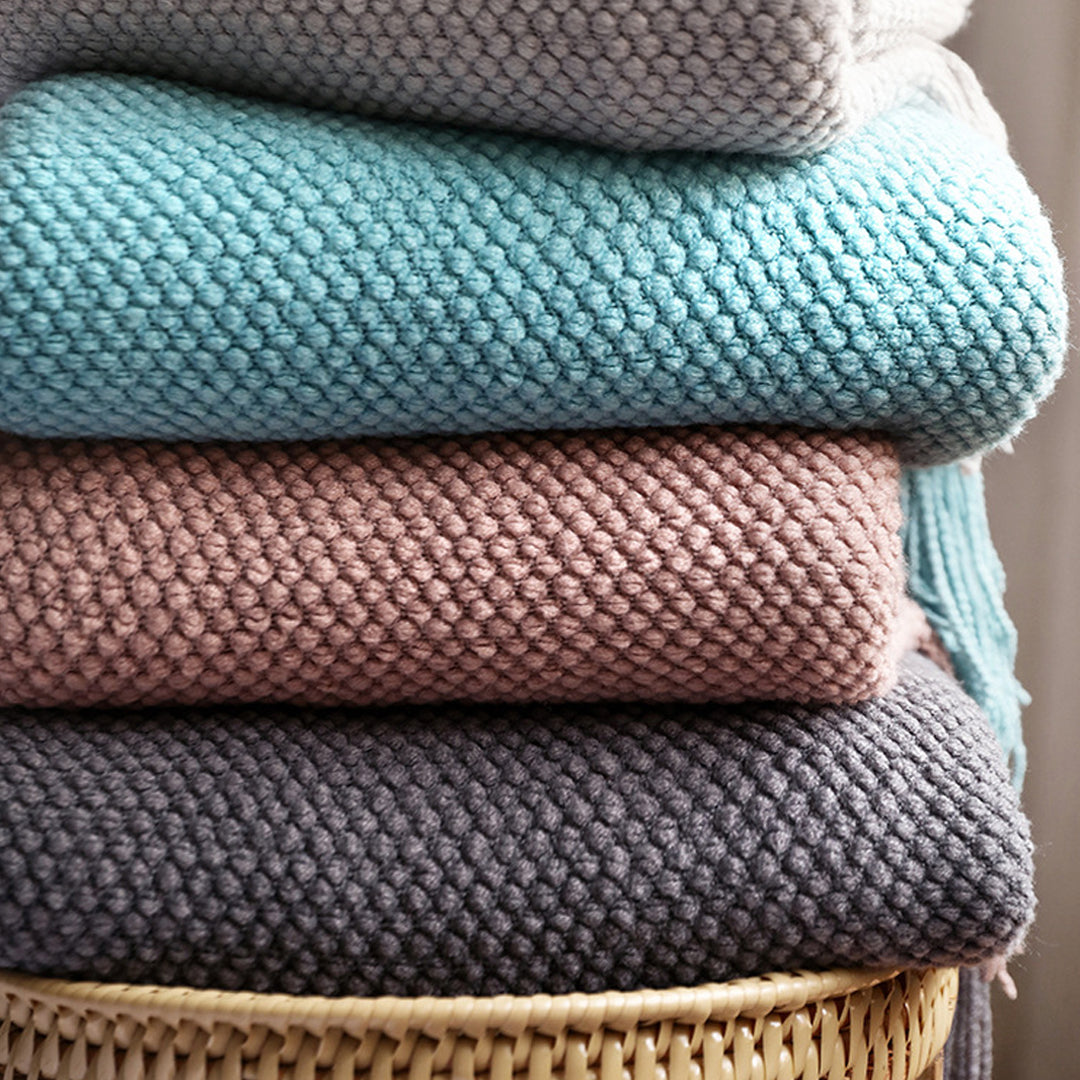 SOGA 2X Green Tassel Fringe Knitting Blanket Warm Cozy Woven Cover Couch Bed Sofa Home Decor - Cafe Supply