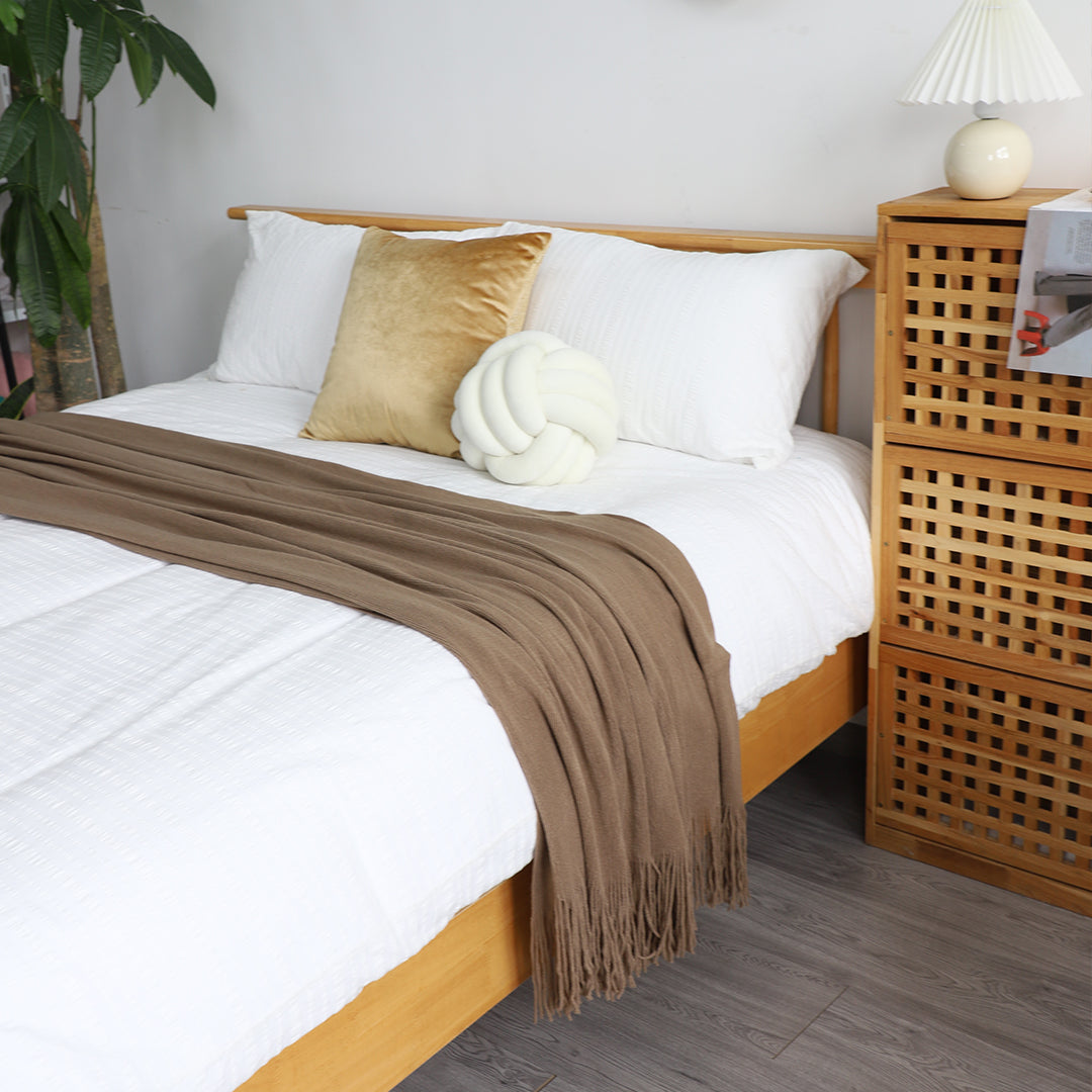 SOGA Coffee Acrylic Knitted Throw Blanket Solid Fringed Warm Cozy Woven Cover Couch Bed Sofa Home Decor - Cafe Supply