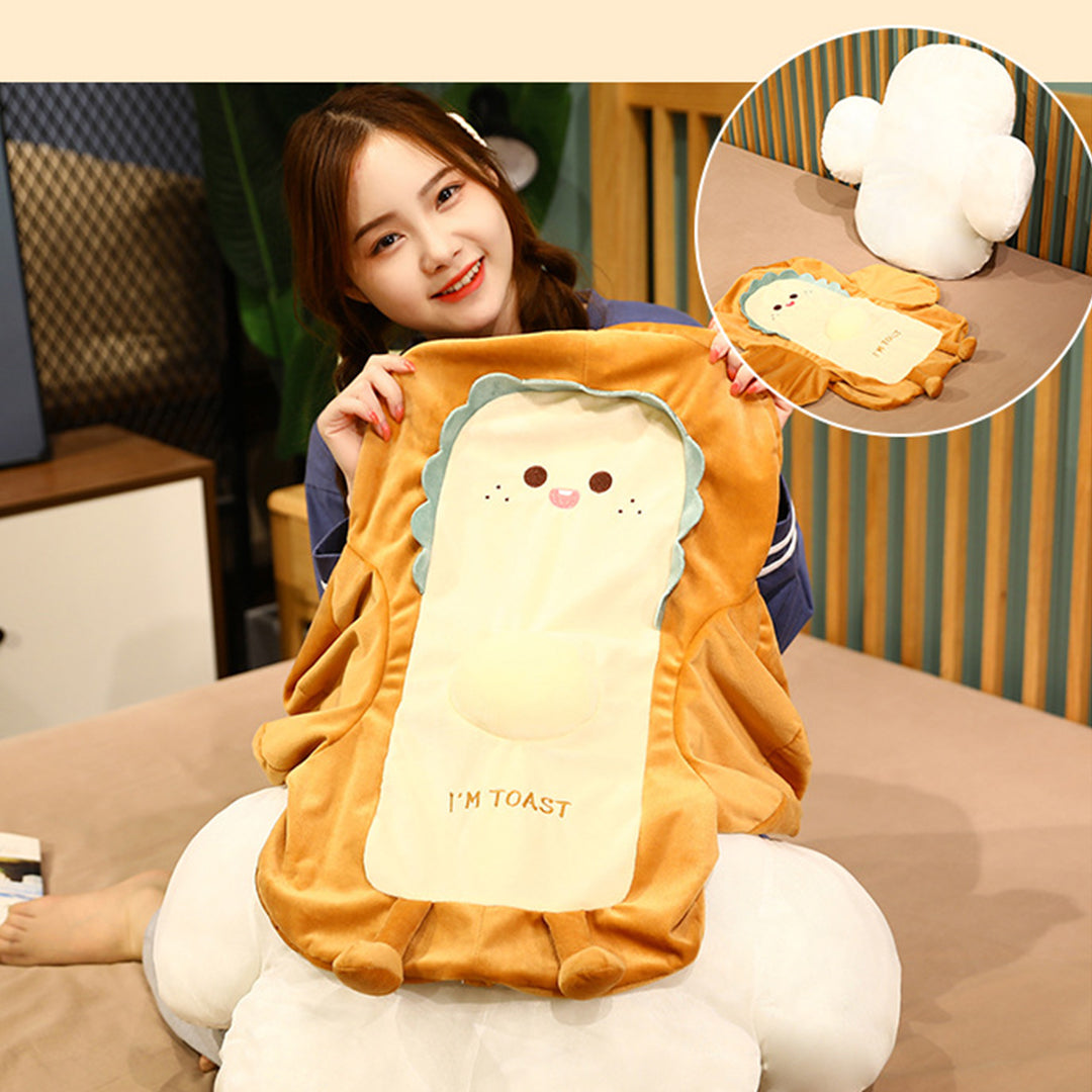 SOGA 2X 58cm Cute Face Toast Bread Cushion Stuffed Car Seat Plush Cartoon Back Support Pillow Home Decor - Cafe Supply