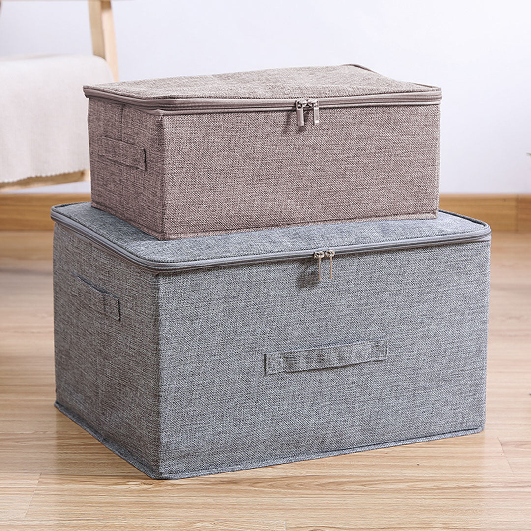 SOGA Coffee Small Portable Double Zipper Storage Box Moisture Proof Clothes Basket Foldable Home Organiser - Cafe Supply