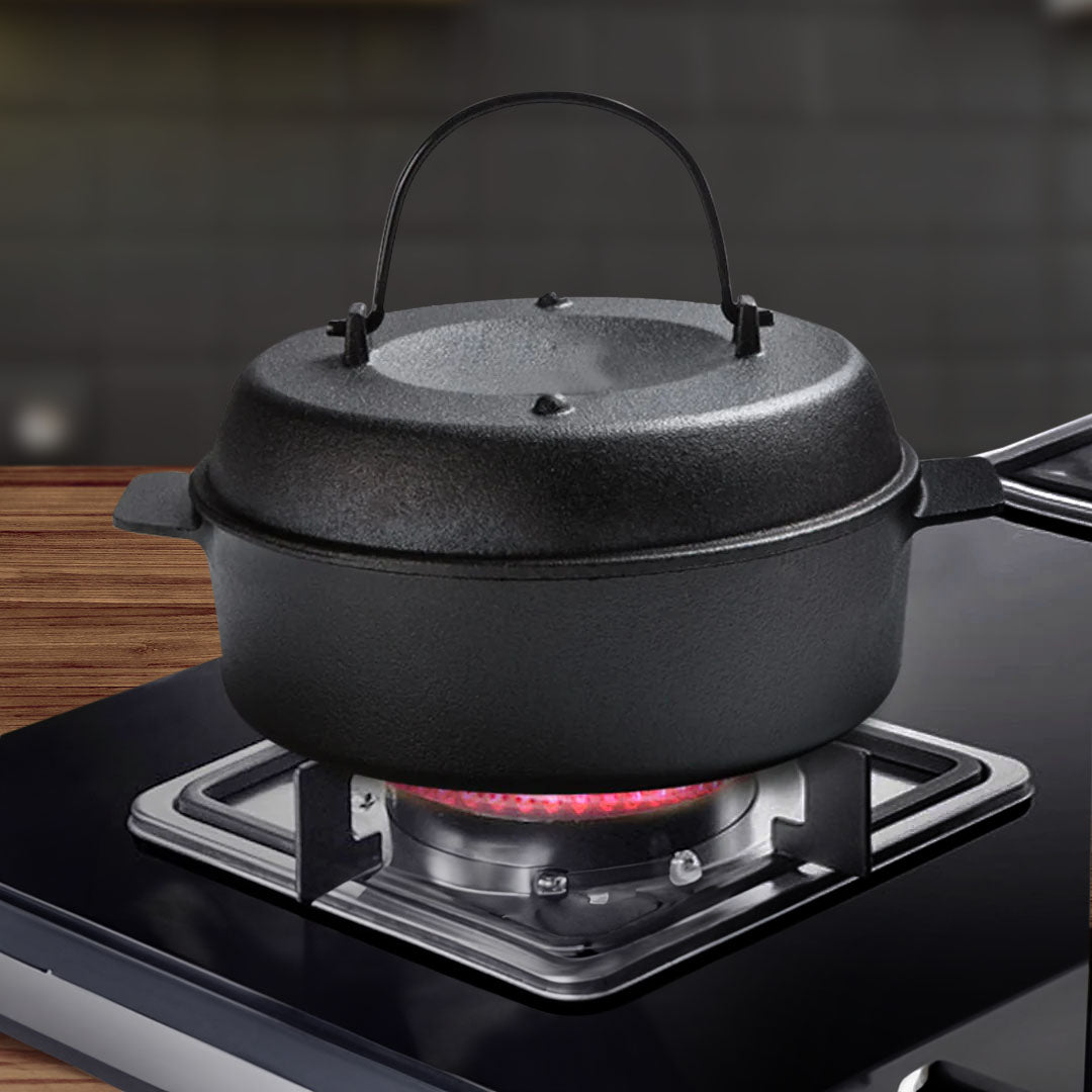 SOGA 28cm Cast Iron Dutch Oven Pre-Seasoned Cast Iron Pot with Lid - Cafe Supply