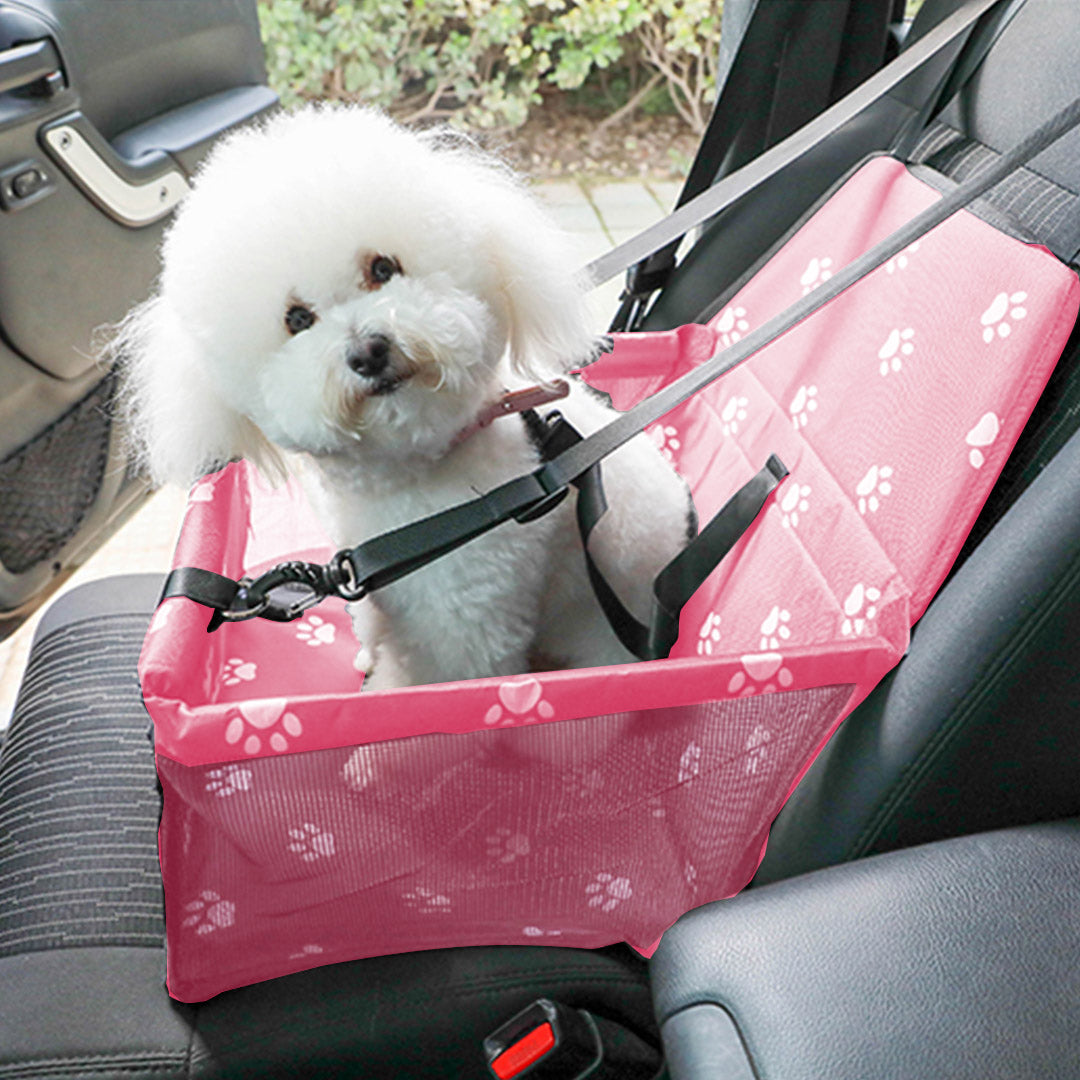 SOGA Waterproof Pet Booster Car Seat Breathable Mesh Safety Travel Portable Dog Carrier Bag Pink - Cafe Supply