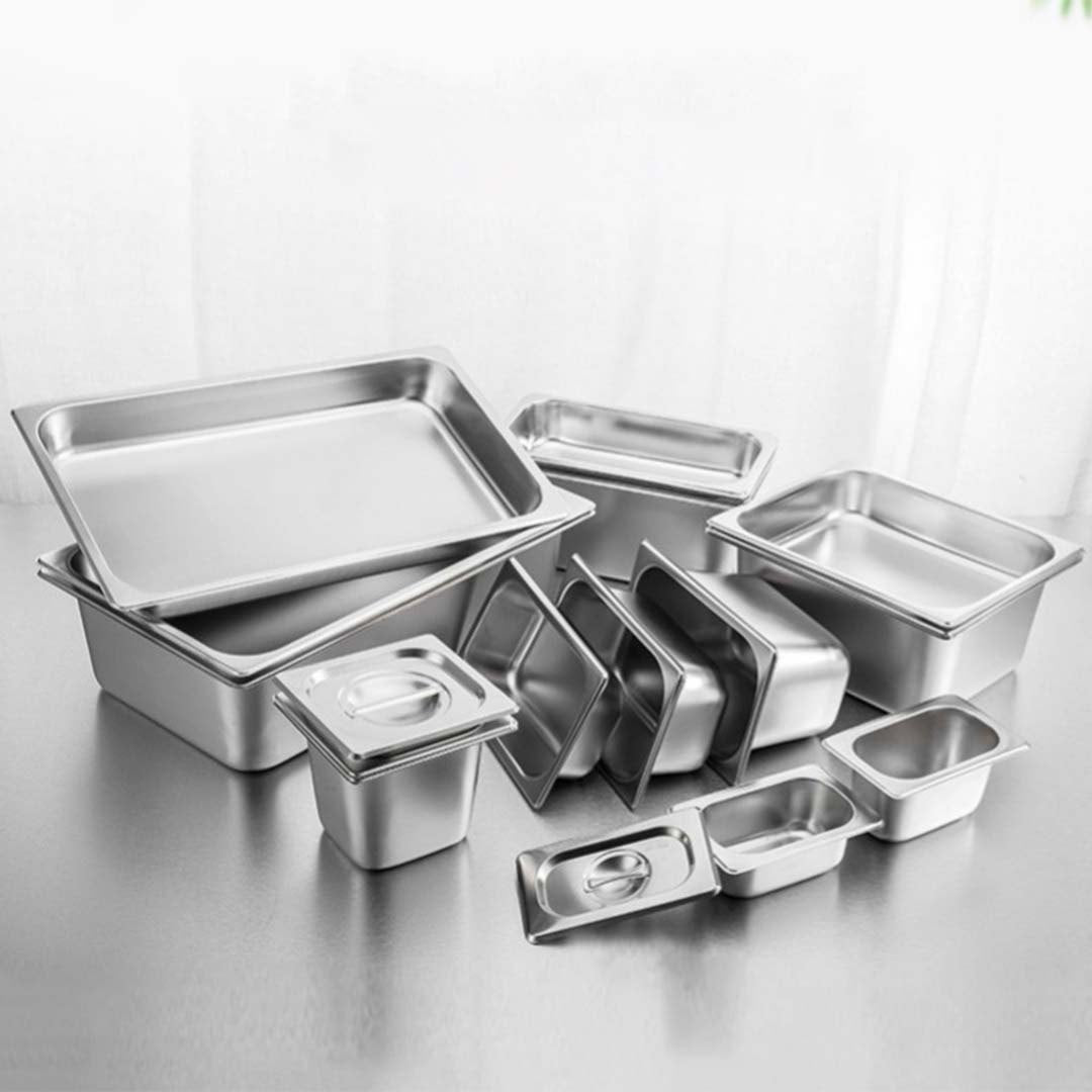 SOGA 6X Gastronorm GN Pan Full Size 1/1 GN Pan 20cm Deep Stainless Steel Tray With Lid - Cafe Supply