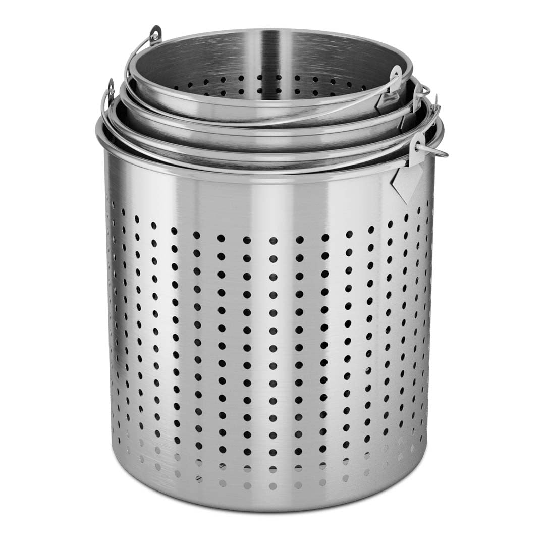 SOGA 2X 12L 18/10 Stainless Steel Perforated Stockpot Basket Pasta Strainer with Handle - Cafe Supply