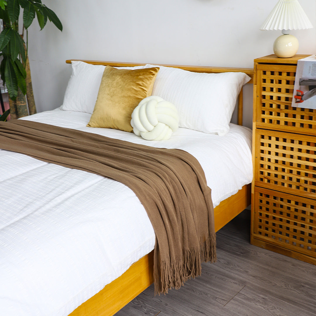 SOGA 2X Coffee Acrylic Knitted Throw Blanket Solid Fringed Warm Cozy Woven Cover Couch Bed Sofa Home Decor - Cafe Supply