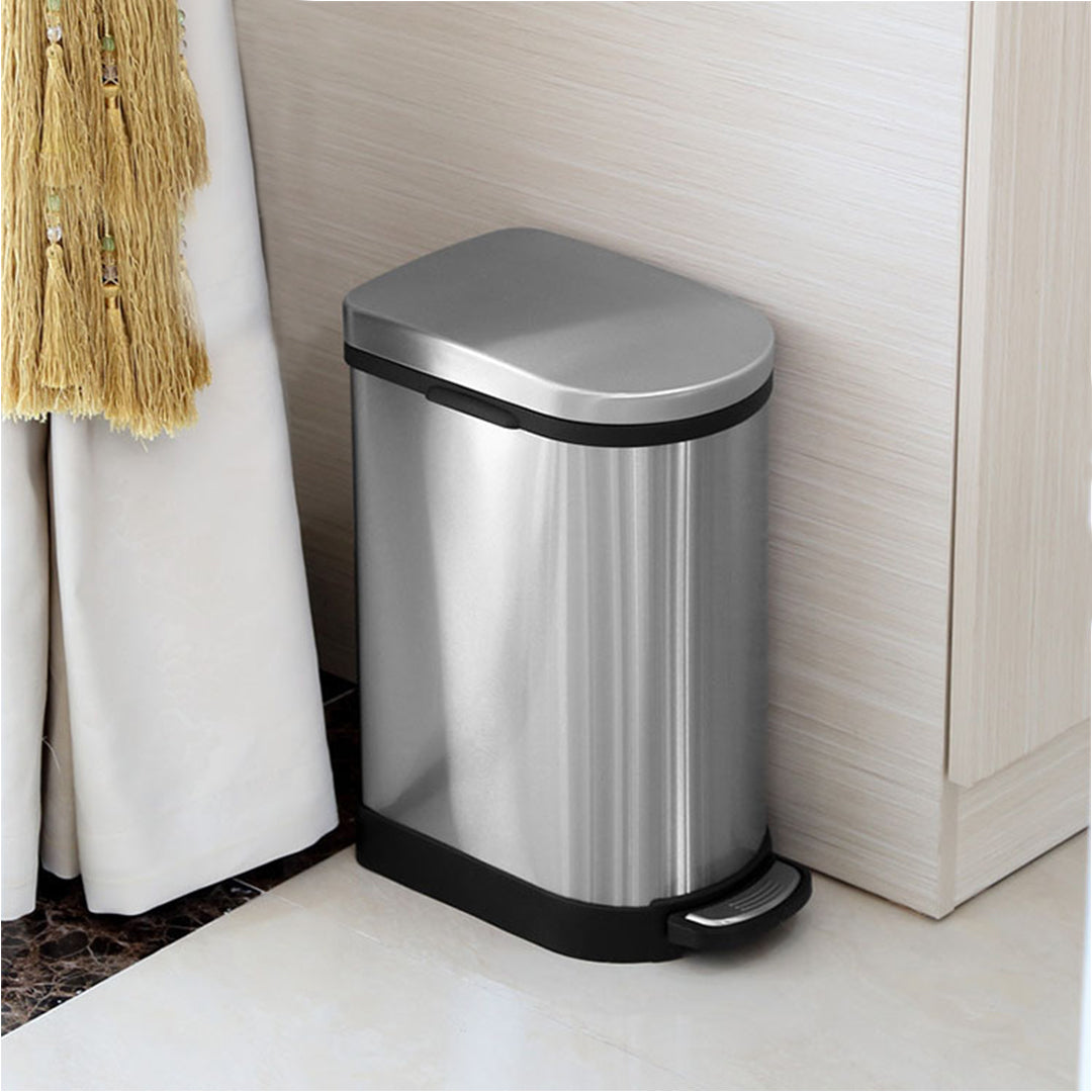 SOGA 2X Foot Pedal Stainless Steel Rubbish Recycling Garbage Waste Trash Bin 10L U - Cafe Supply