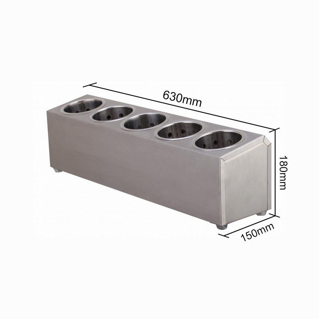 SOGA 18/10 Stainless Steel Commercial Conical Utensils Cutlery Holder with 5 Holes - Cafe Supply