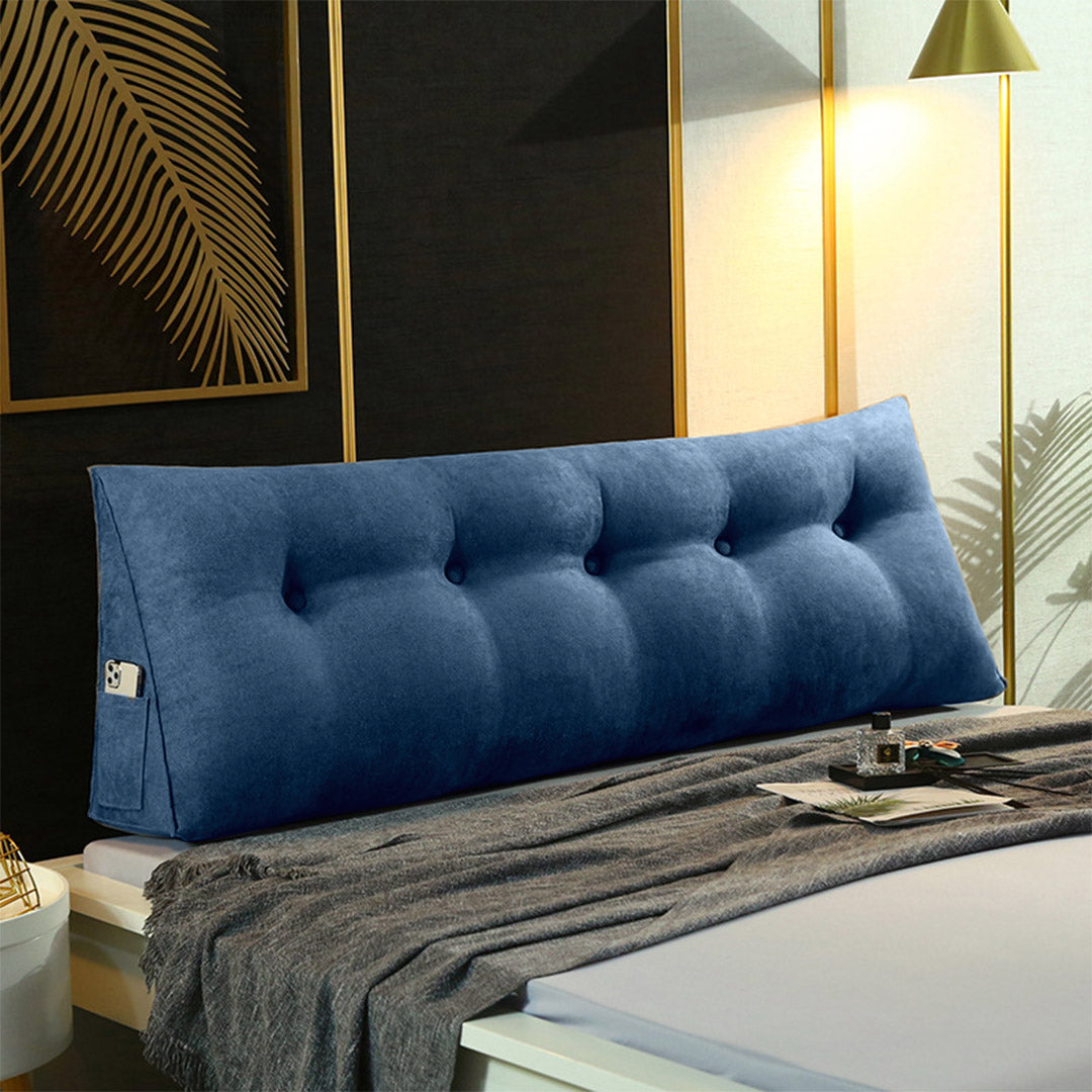 SOGA 2X 180cm Blue Triangular Wedge Bed Pillow Headboard Backrest Bedside Tatami Cushion Home Decor - Cafe Supply