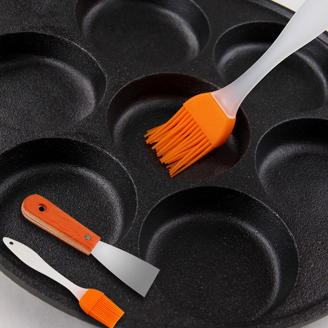 SOGA 2X 31.5cm Cast Iron Takoyaki Fry Pan Octopus Balls Maker 7 Hole Cavities Grill Mold - Cafe Supply