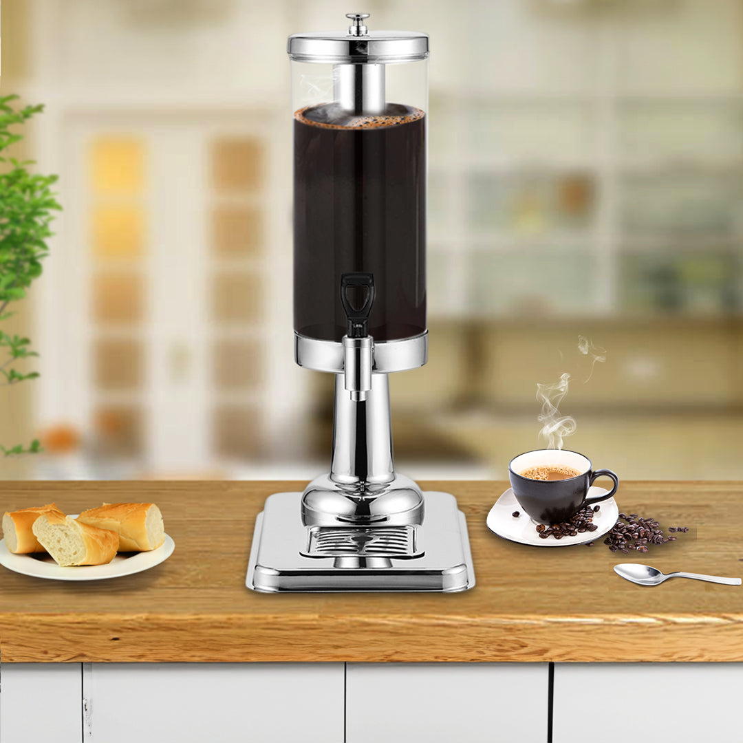 SOGA Single 3L Silver Stainless Steel Beverage Dispenser Ice Cylinder Clear Juicer Hot Cold Water Jug - Cafe Supply